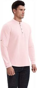 img 2 attached to Mens Long Sleeve Henley Shirt Linen Beach Loose Fit By Aimeilgot - Perfect For Summer!