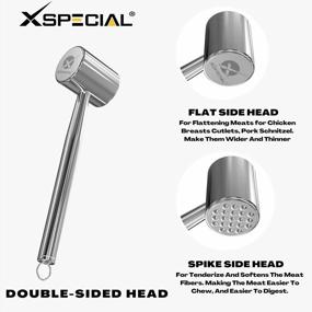 img 1 attached to Make Meat Tender With XSpecial Dual Sided Meat Mallet: Premium Stainless Steel Constructionfor Easy, Quick And Effective Tenderizing - Perfect For Chicken, Pork, And Veal Cutlets