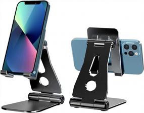 img 4 attached to Portable And Adjustable Phone Holder For Desks - MROCO Foldable Aluminum Stand Compatible With Phones And Tablets
