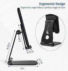 img 1 attached to Portable And Adjustable Phone Holder For Desks - MROCO Foldable Aluminum Stand Compatible With Phones And Tablets