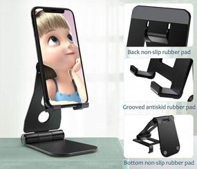 img 2 attached to Portable And Adjustable Phone Holder For Desks - MROCO Foldable Aluminum Stand Compatible With Phones And Tablets