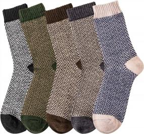 img 2 attached to 🧦 5-Pack Women's Winter Wool Socks - Cozy Cabin Warmth, Thick Knitted Crew Soft Socks - Perfect Gifts for Women