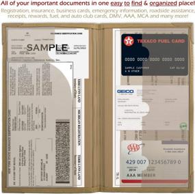 img 1 attached to Organize Your Car Paperwork With Our Premium Beige PU Leather Auto Insurance And Registration Card Holder - Keep Your DMV, AAA, And Contact Information Cards Handy In Your Vehicle Glove Box