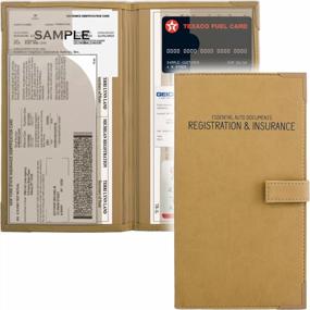 img 4 attached to Organize Your Car Paperwork With Our Premium Beige PU Leather Auto Insurance And Registration Card Holder - Keep Your DMV, AAA, And Contact Information Cards Handy In Your Vehicle Glove Box