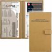 organize your car paperwork with our premium beige pu leather auto insurance and registration card holder - keep your dmv, aaa, and contact information cards handy in your vehicle glove box logo