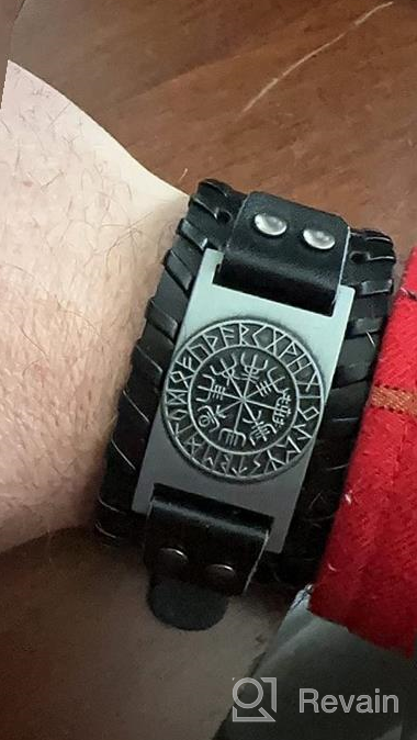 img 1 attached to Silver Viking Bracelet Nordic Vegvisir - Runic Compass Celtic Pagan Jewelry (Vegvisir Norse) review by Doug Davis