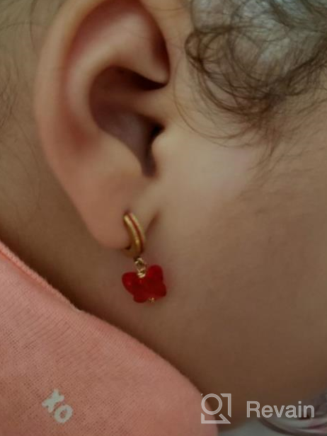 img 1 attached to 👶 Hypoallergenic Surgical Steel Hoop Earrings: 14k Gold Coated for Babies with Sensitive Ears review by Sarah Anderson