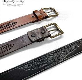 img 1 attached to Western Hand-Braided Genuine Leather Belt - 1-1/2"(38Mm) Wide, Assembled In The U.S For Jeans & Casual Wear