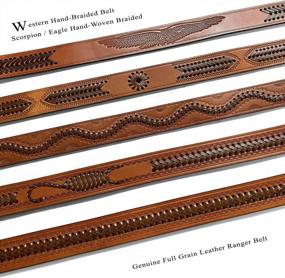 img 3 attached to Western Hand-Braided Genuine Leather Belt - 1-1/2"(38Mm) Wide, Assembled In The U.S For Jeans & Casual Wear