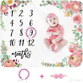 img 4 attached to Baby Monthly Milestone Blanket Girl Kids' Home Store : Nursery Bedding