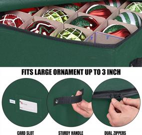 img 3 attached to Primode Christmas Ornament Storage Box, 4 Individual Trays Xmas Storage Container, Fits 64 Ornaments Decoration Balls, Constructed Of Durable 600D Oxford Material (Green)