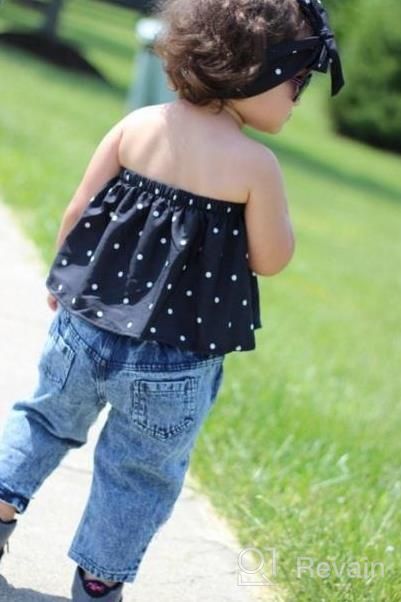 img 1 attached to Adorable Baby Girl'S Polka Dot Top And Ripped Jeans Outfit With Headband review by Farhad Cantu