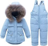 🧥 wesidom baby boys girls snowsuit, toddler winter outfit sets with hooded artificial fur down jacket coat and ski bib pants logo