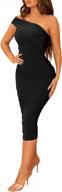 elegant midi cocktail pencil dress - sleeveless ruched bodycon one shoulder design for women's party wear logo