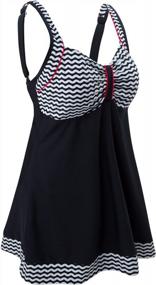 img 3 attached to Vintage Sailor Swimdress With Tummy Control And Cover Up - Plus Size One Piece Bathing Suit By DANIFY