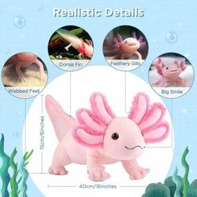 img 2 attached to Kawaii Pink Axolotl Plushie - 16-дюймовая мягкая игрушка Axolotl для мальчиков и девочек - милая идея подарка Axolotl на дни рождения и особые случаи
