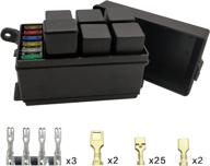 🔌 12-slot fuse relay box with spade terminals and fuses - 6 way blade holder, 6pcs 4pin 12v 40a relays for car, truck, trailer, and boat logo