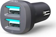 🔌 360 electrical 360536 vividdrive 4.8 usb car charger - dual ports, 4.8 amp (24 watt), led guide lights, charge sense technology - gray logo