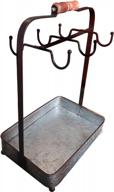 benzara amc0018 rustic style galvanized metal crockery holder with six cup hooks, gray logo