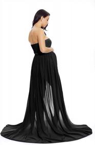 img 2 attached to Stylish Maternity Chiffon Maxi Dress For Photoshoot - ZIUMUDY Split Front Gown