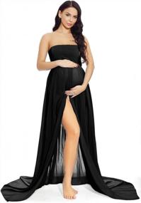 img 1 attached to Stylish Maternity Chiffon Maxi Dress For Photoshoot - ZIUMUDY Split Front Gown