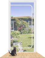 🚪 shrrl heavy duty pets proof screen door with zipper - reinforced cat door, white - prevent dogs & cats escaping from home logo