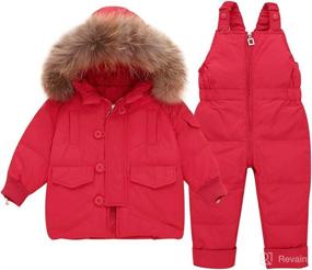 img 4 attached to 🧥 WESIDOM Baby Boys Girls Snowsuit - Toddler Winter Outfit Sets with Hooded Artificial Fur Down Jacket Coat and Ski Bib Pants