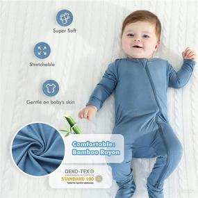 img 2 attached to HAPIU Bamboo Baby Footed Pajamas | 2-way 👶 Zip Front, Sleep 'N Play Footies | 0-24 Months