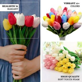 img 2 attached to Real Touch Tulips: искусственные цветы для свадьбы, домашнего декора и вечеринок - упаковка из 10 фиолетовых стеблей