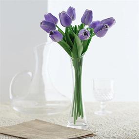 img 3 attached to Real Touch Tulips: искусственные цветы для свадьбы, домашнего декора и вечеринок - упаковка из 10 фиолетовых стеблей