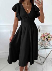 img 1 attached to 2023 Summer V Neck Midi Rehearsal Dinner Long Dress For Women Wedding Guests - Asvivid