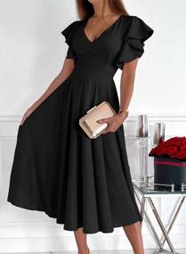 img 2 attached to 2023 Summer V Neck Midi Rehearsal Dinner Long Dress For Women Wedding Guests - Asvivid
