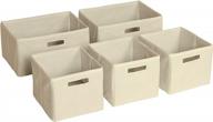set of 5 foldable fabric tan storage bins for kids' toys, books & classroom organization logo