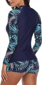 img 1 attached to Get Sun-Safe In Style: Daci Women'S Two-Piece Rash Guard Swimsuit With Long Sleeve UV Protection