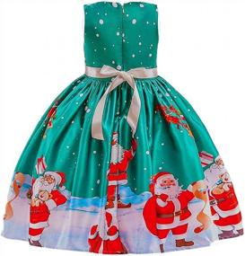 img 1 attached to HIHCBF Новогоднее платье для маленьких девочек с повязкой на голову с оленями Санта-Клаус Снежинка с цветочным принтом трапециевидной формы в канун Рождества праздничные вечерние платья