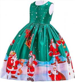 img 2 attached to HIHCBF Новогоднее платье для маленьких девочек с повязкой на голову с оленями Санта-Клаус Снежинка с цветочным принтом трапециевидной формы в канун Рождества праздничные вечерние платья