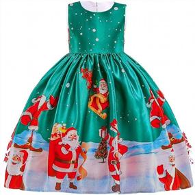 img 3 attached to HIHCBF Baby Girls Christmas Dress W/Reindeer Headband Santa Snowflake Floral Printed A-Line Xmas Eve Holiday Party Gowns