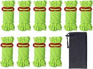 hikeman 10 pack reflective camping ropes with aluminum guyline adjusters - ideal for hiking, backpacking, tarp and canopy shelter tie downs in fluorescent green logo