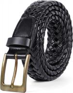 stylish and durable mens braided leather belt with prong buckle - perfect for casual jeans pants and christmas gift logo