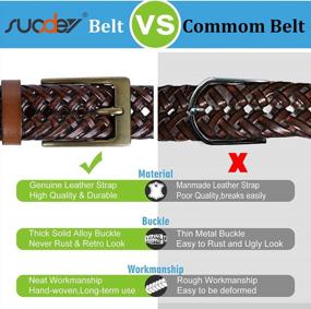 img 1 attached to Stylish And Durable Mens Braided Leather Belt With Prong Buckle - Perfect For Casual Jeans Pants And Christmas Gift