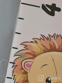 img 5 attached to Wood Frame Fabric Canvas Baby Growth Chart Hanging Ruler Wall Decor - Height Measurement For Kids Toddlers And Babies (Animal Pattern)