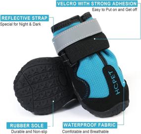 img 3 attached to 🐾 Waterproof Dog Shoes with Reflective Straps - Dog Winter Boots for Small Medium Large Dogs, Anti-Slip Sole Dog Booties Outdoor Paw Protectors 4PCS (Blue, Size 4: 2.5''x1.9'' (L*W))