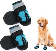 🐾 waterproof dog shoes with reflective straps - dog winter boots for small medium large dogs, anti-slip sole dog booties outdoor paw protectors 4pcs (blue, size 4: 2.5''x1.9'' (l*w)) логотип