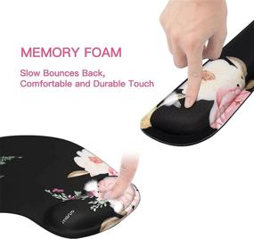 img 1 attached to MOSISO Ergonomic Wrist Rest Support Mouse Pad & Keyboard Set - Peony Design, Non-Slip Base Pain Relief Cushion With Neoprene Cloth & Raised Memory Foam For Home/Office Easy Typing, Black