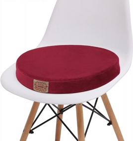 img 3 attached to Memory Foam Seat Cushion And Lumbar Support Pillow For Chair - Shinnwa Round Pad In Wine Red, 16 Inches