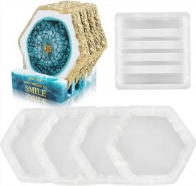 img 4 attached to Create Stunning Geode Coasters With ISSEVE'S 4Pc Resin Mold Set And Storage Box