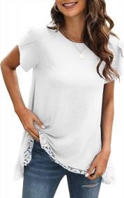 img 4 attached to Chic And Feminine: DUTUT Women'S Petal Sleeve Lace Trim Tunic Blouse For Effortless Style