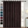 velvet blackout curtains for bedroom & living room - h.versailtex durable luxury extra wide grommet sliding door panel, w100 x l96 inch - brown logo