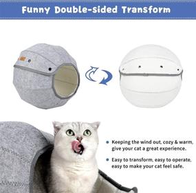 img 1 attached to 🐱 AMJ K·1 Cute Shell Cat Bed House Indoor, Interactive Cat Toys Ball – Soft Cat Cave &amp; Foldable Pet Tunnel Tube Condos, Multi-Function Fun Toy Bed for Puppy Dogs &amp; Cats (White)