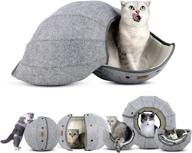 🐱 amj k·1 cute shell cat bed house indoor, interactive cat toys ball – soft cat cave &amp; foldable pet tunnel tube condos, multi-function fun toy bed for puppy dogs &amp; cats (white) logo